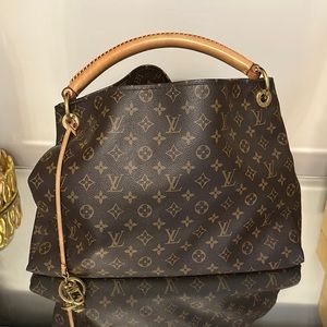 Louis Vuitton Artsy Monogram Canvas Top Handle Shoulder Bag in Brown and Natural